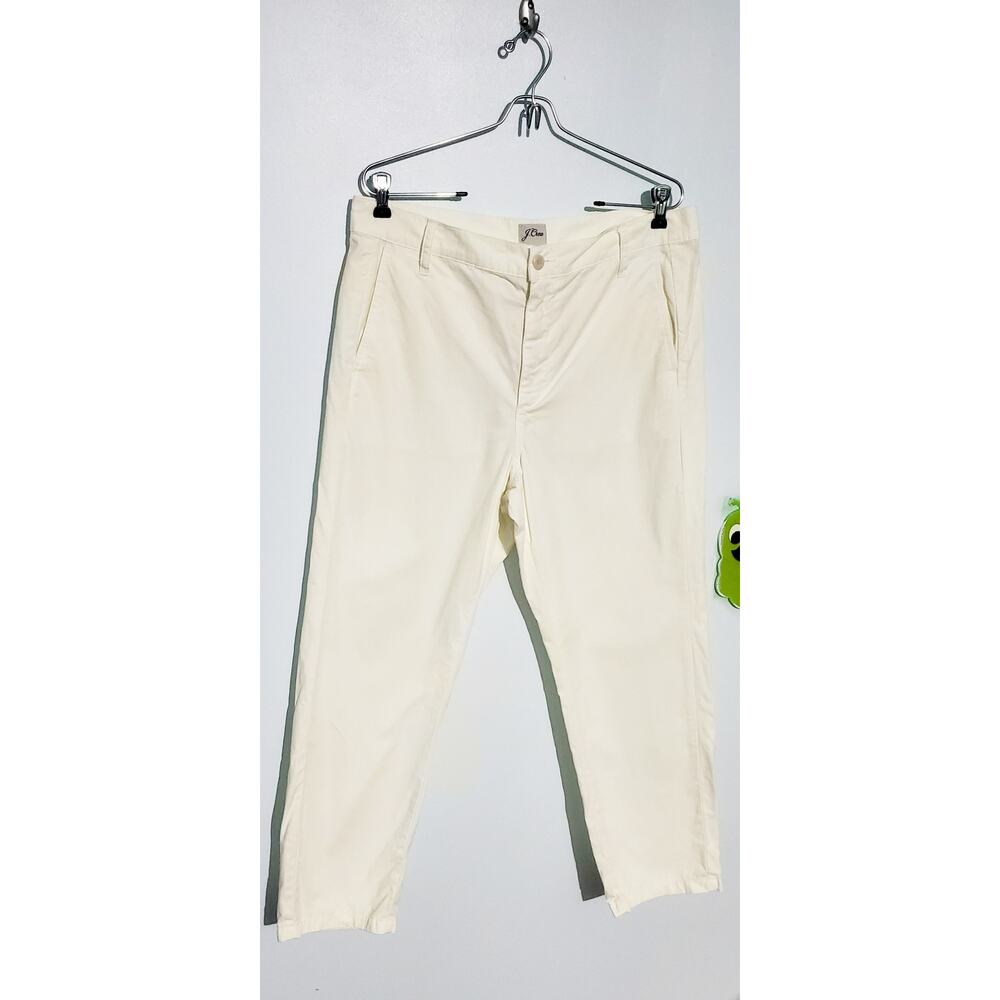 J.Crew Re-Imagined Cream Cotton Fitted Pants Size 30 Preppy Hipster Mimimalist